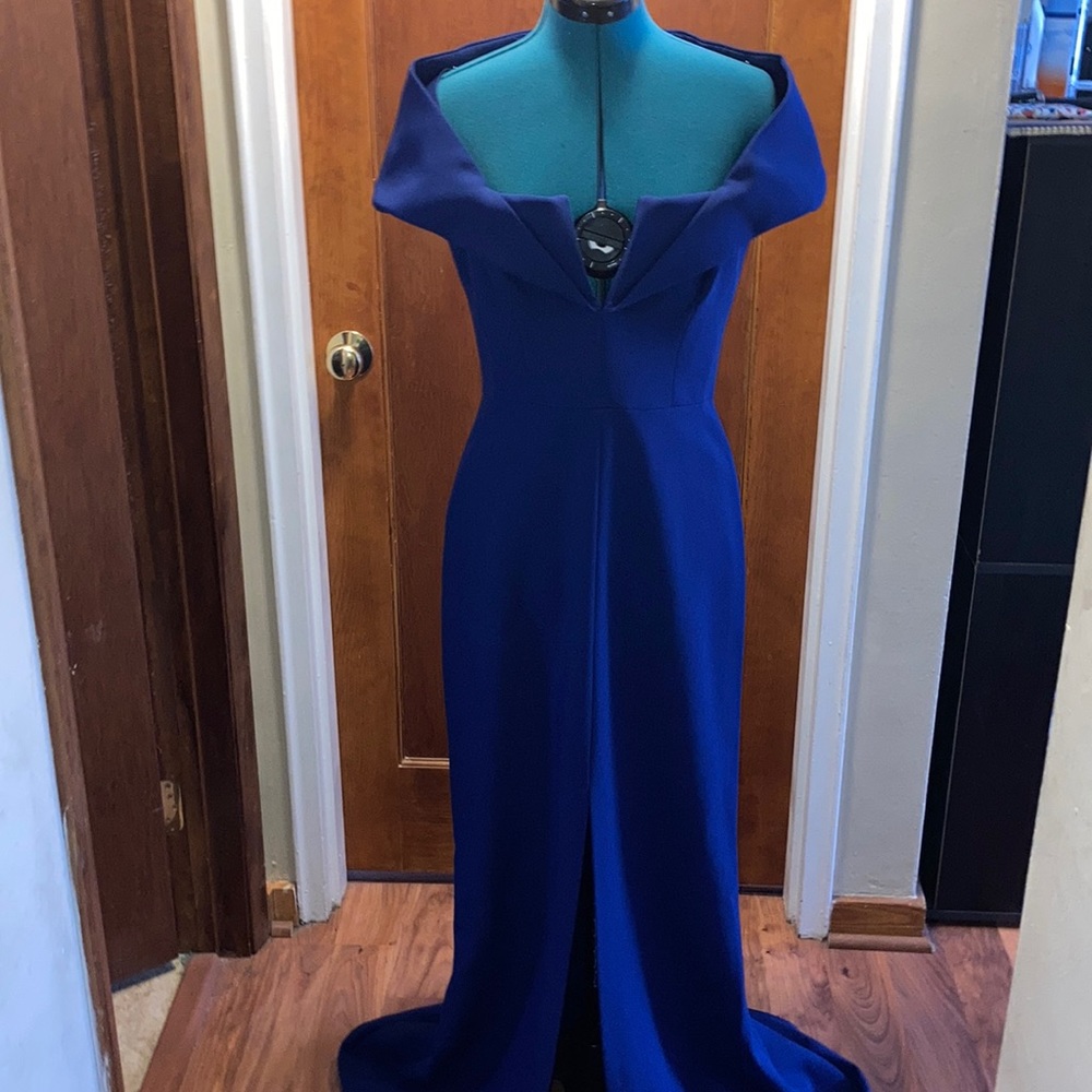 Royal blue BCBG off shoulder gown